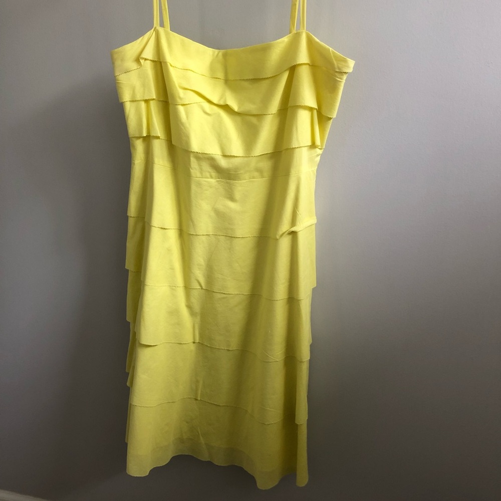 BCBG Tiered Dress in yellow, size 10